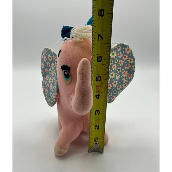 Vintage 70s Dream Pets R.Dakin & Co Dream Pets Pink Elephant Plush Flower Ears - Picture 6 of 11